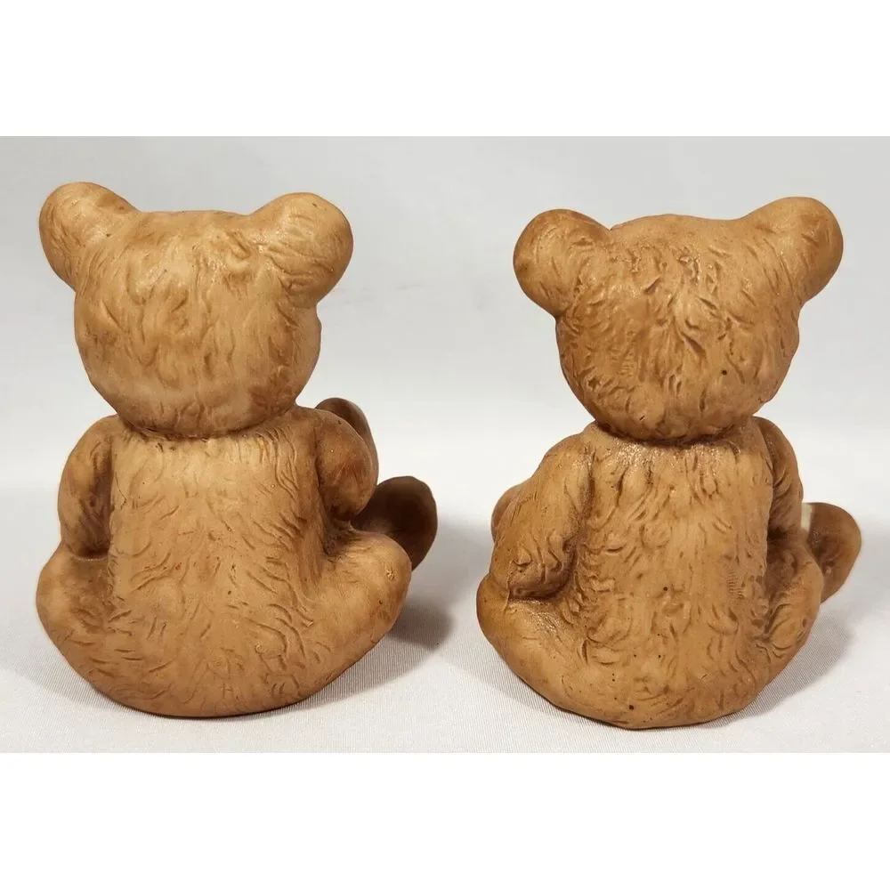 set of 2 vintage‎ HOMCO Home Interiors Christmas BEARS ceramic Tree Present 1986